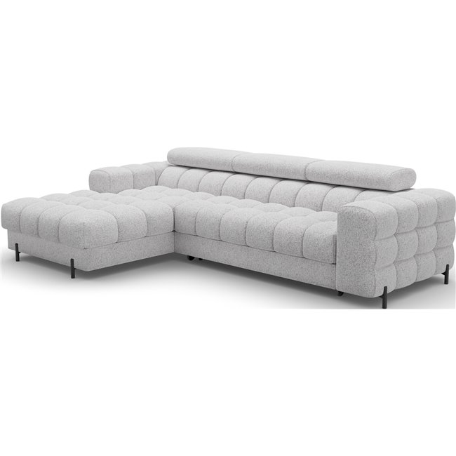 Corner sofa Elferlo L, sleeping function, Pellerito 03, grey, H93x285x181cm