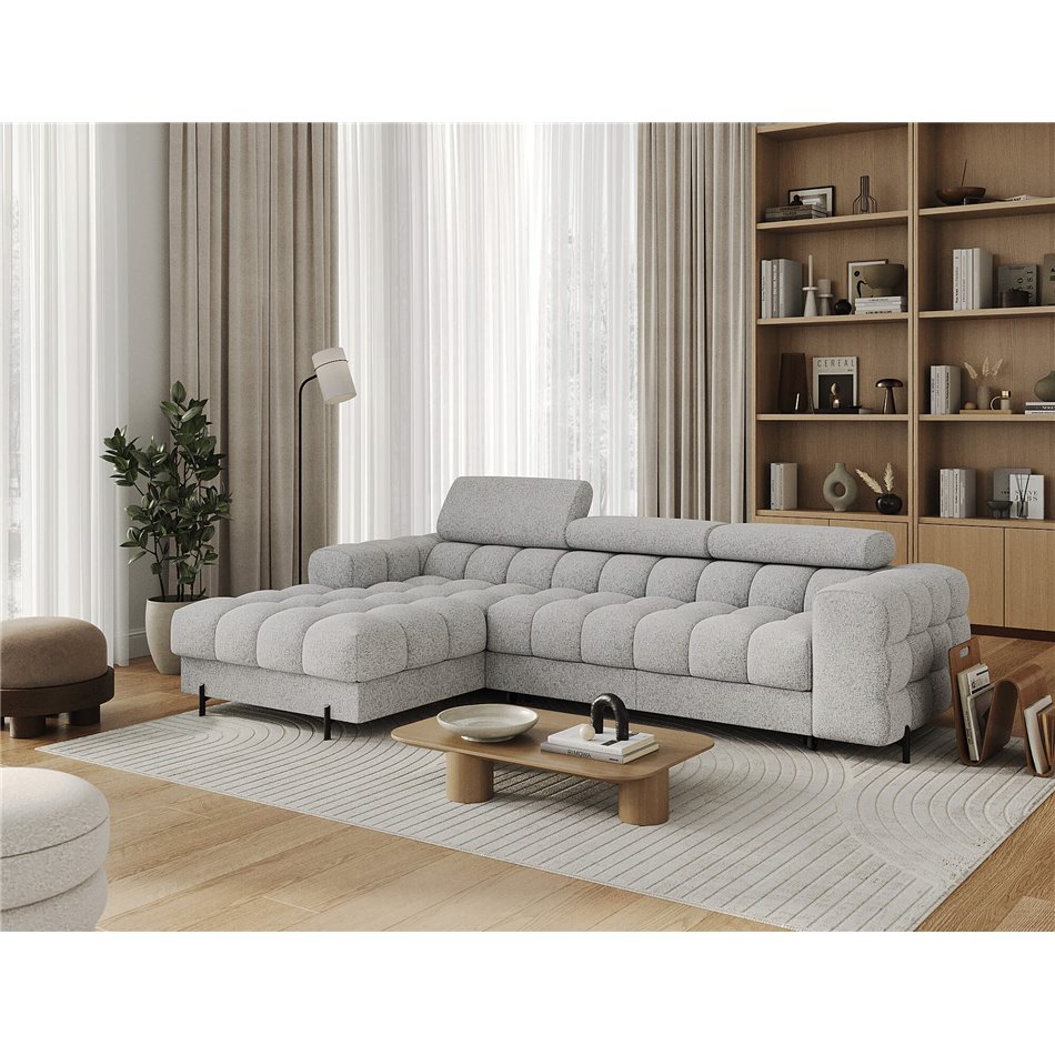 Corner sofa Elferlo L, sleeping function, Pellerito 03, grey, H93x285x181cm