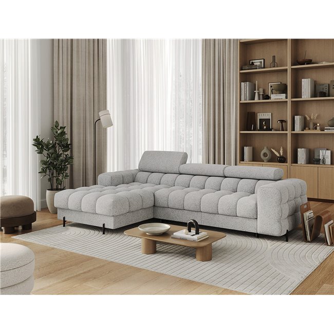 Corner sofa Elferlo L, sleeping function, Pellerito 03, grey, H93x285x181cm
