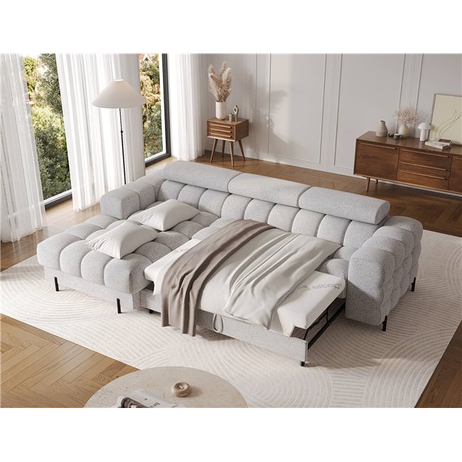 Corner sofa Elferlo L, sleeping function, Pellerito 03, grey, H93x285x181cm