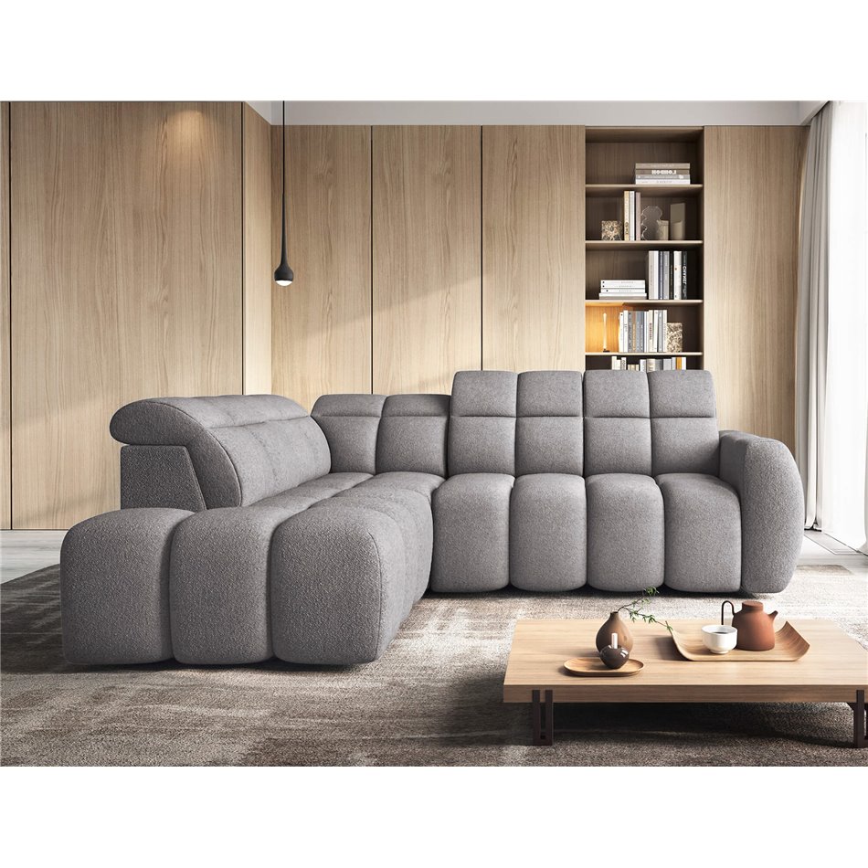 Corner sofa Elfalconn L, electrically extendable, Paolli 04, grey, H107x258x208cm