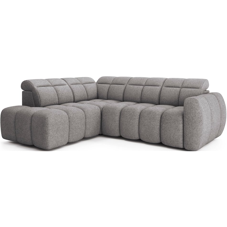 Corner sofa Elfalconn L, electrically extendable, Paolli 04, grey, H107x258x208cm