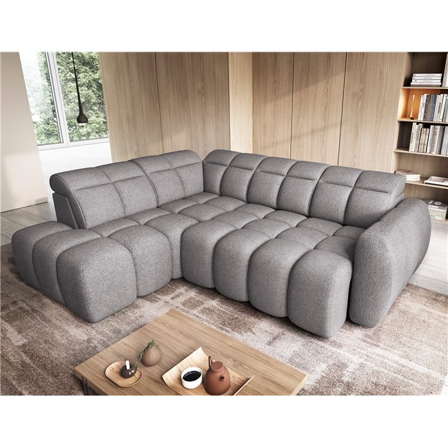 Corner sofa Elfalconn L, electrically extendable, Paolli 04, grey, H107x258x208cm