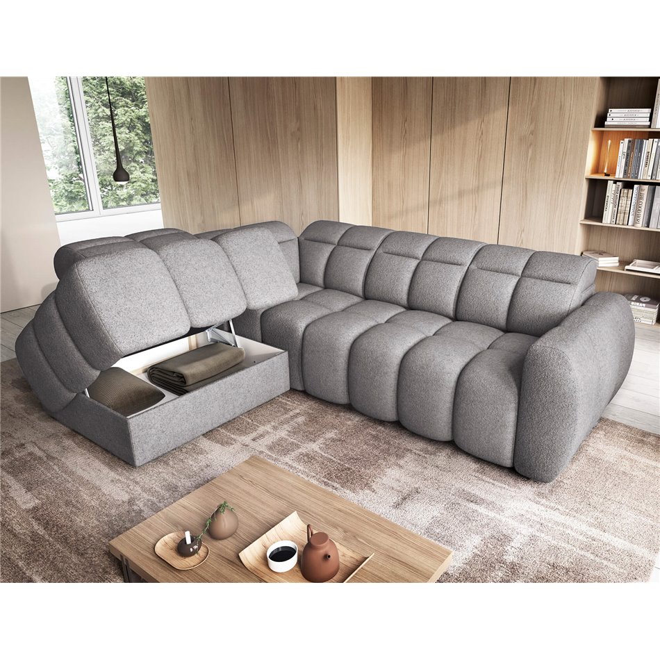 Corner sofa Elfalconn L, electrically extendable, Paolli 04, grey, H107x258x208cm