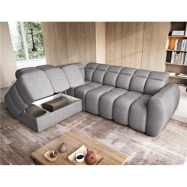 Corner sofa Elfalconn L, electrically extendable, Paolli 04, grey, H107x258x208cm