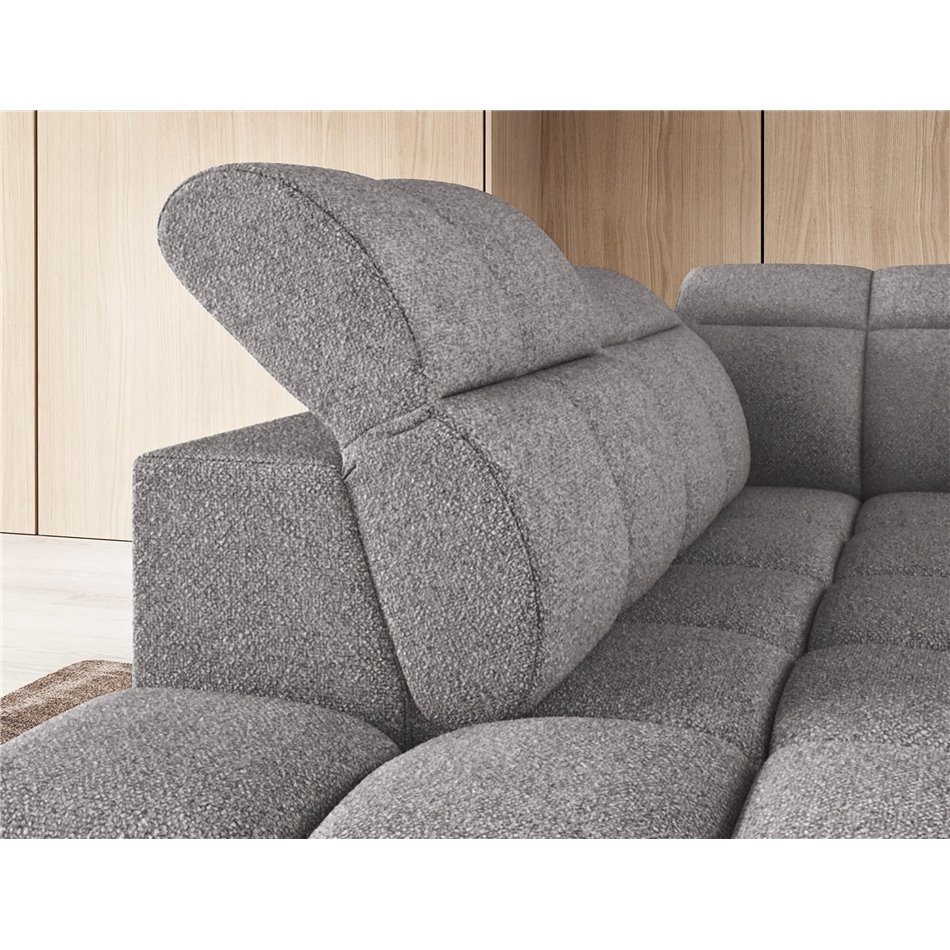 Corner sofa Elfalconn L, electrically extendable, Paolli 04, grey, H107x258x208cm