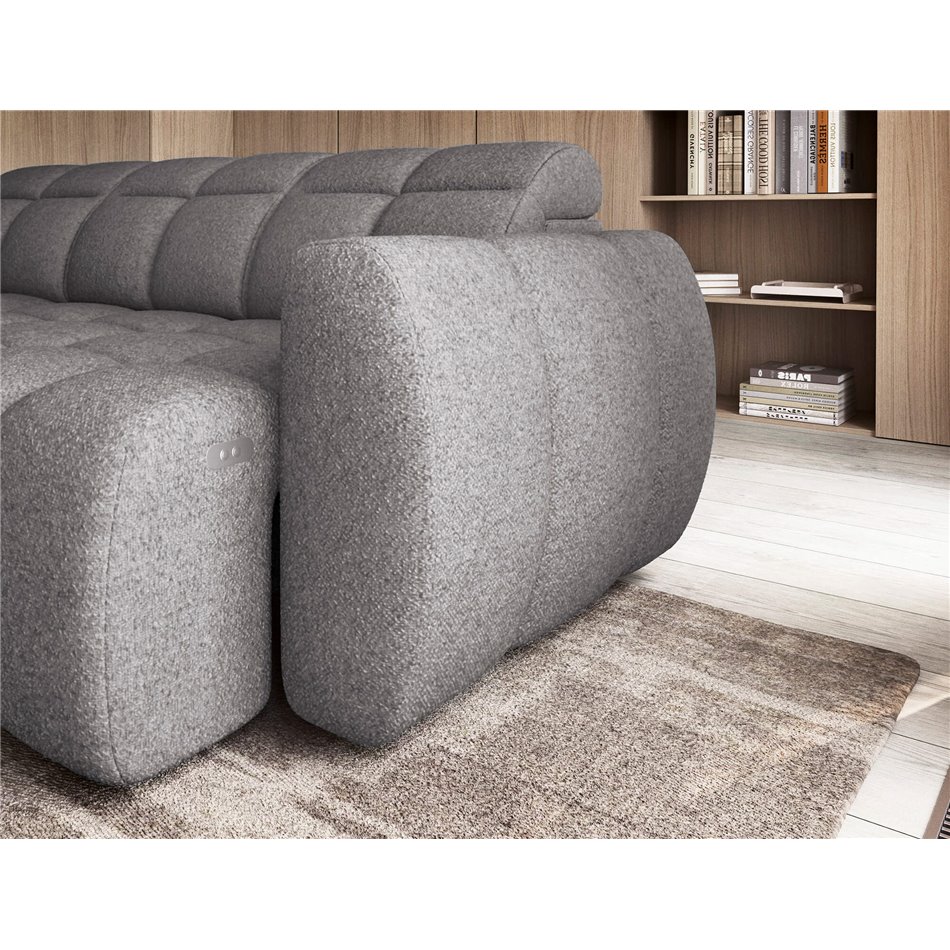 Corner sofa Elfalconn L, electrically extendable, Paolli 04, grey, H107x258x208cm