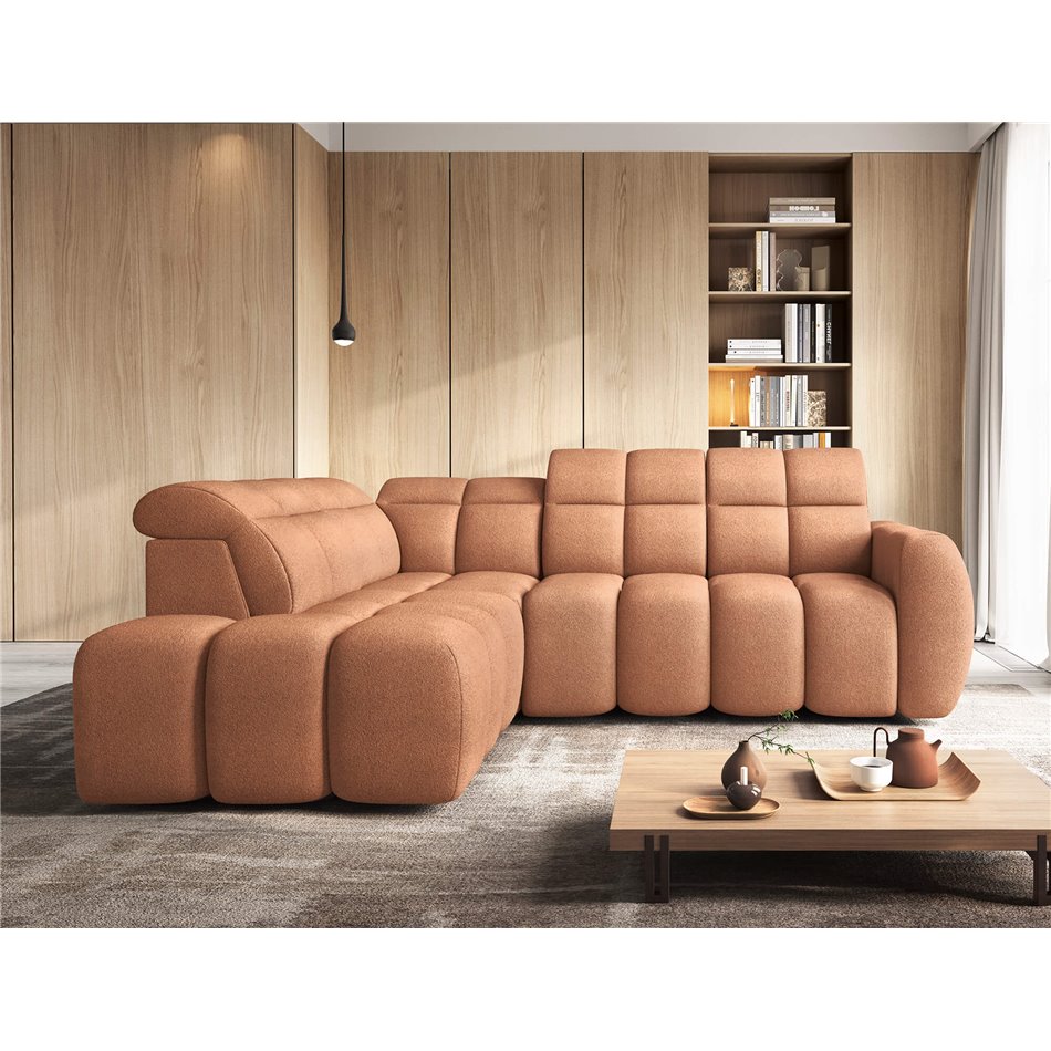 Corner sofa Elfalconn L, electrically extendable, Xillar 24, pink, H107x258x208cm