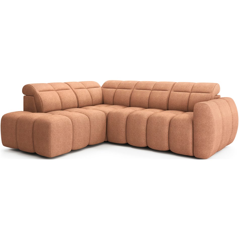 Corner sofa Elfalconn L, electrically extendable, Xillar 24, pink, H107x258x208cm