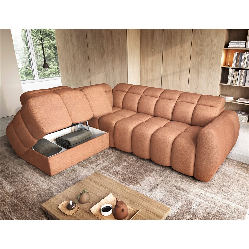 Corner sofa Elfalconn L, electrically extendable, Xillar 24, pink, H107x258x208cm