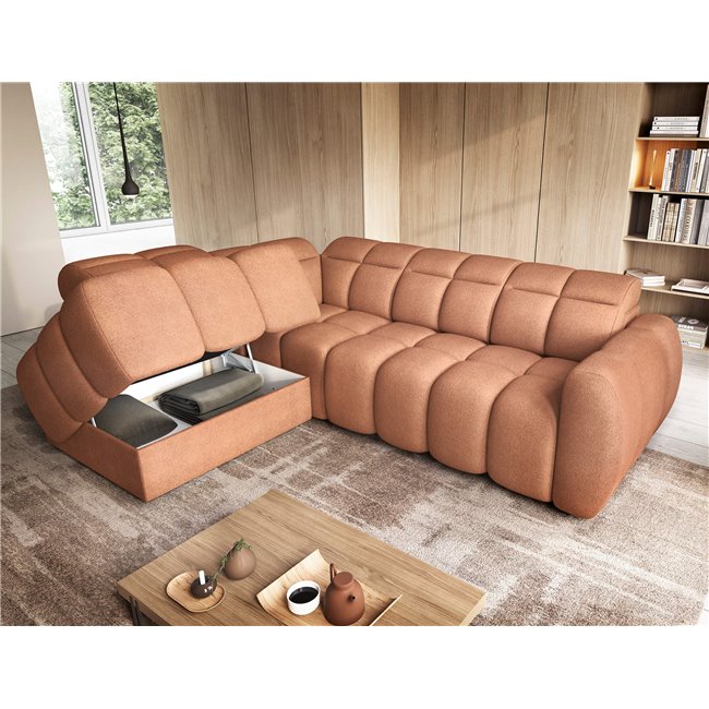 Corner sofa Elfalconn L, electrically extendable, Xillar 24, pink, H107x258x208cm