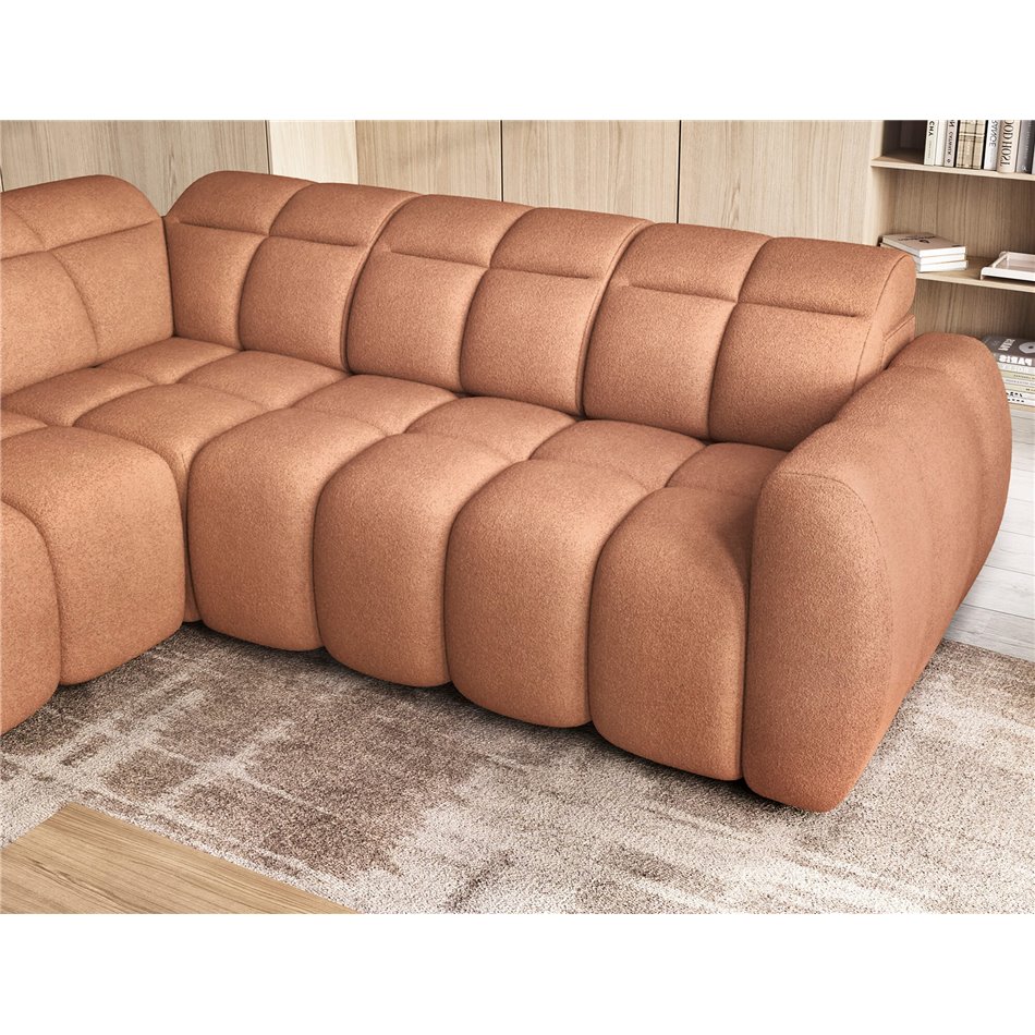 Corner sofa Elfalconn L, electrically extendable, Xillar 24, pink, H107x258x208cm