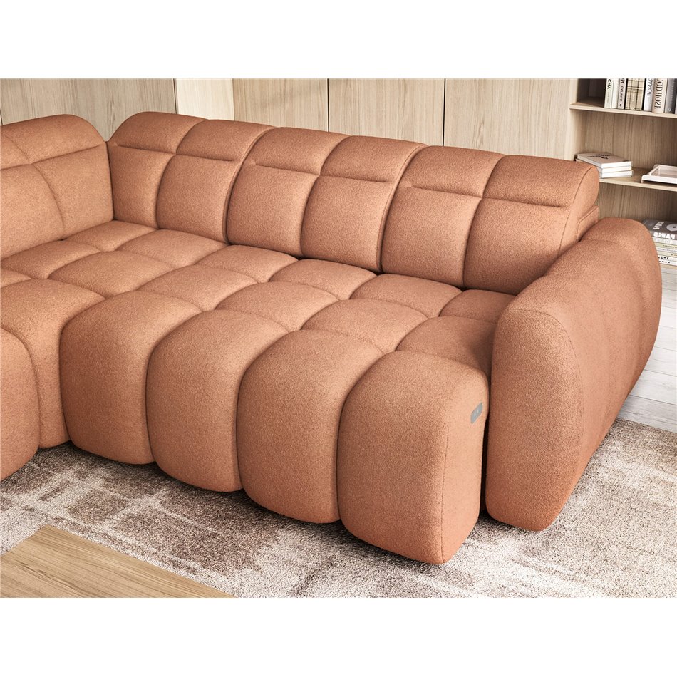 Corner sofa Elfalconn L, electrically extendable, Xillar 24, pink, H107x258x208cm