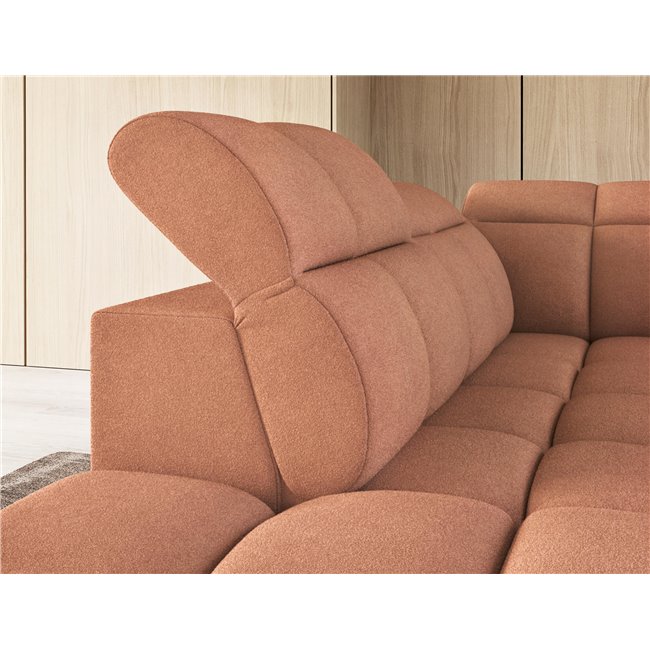Corner sofa Elfalconn L, electrically extendable, Xillar 24, pink, H107x258x208cm