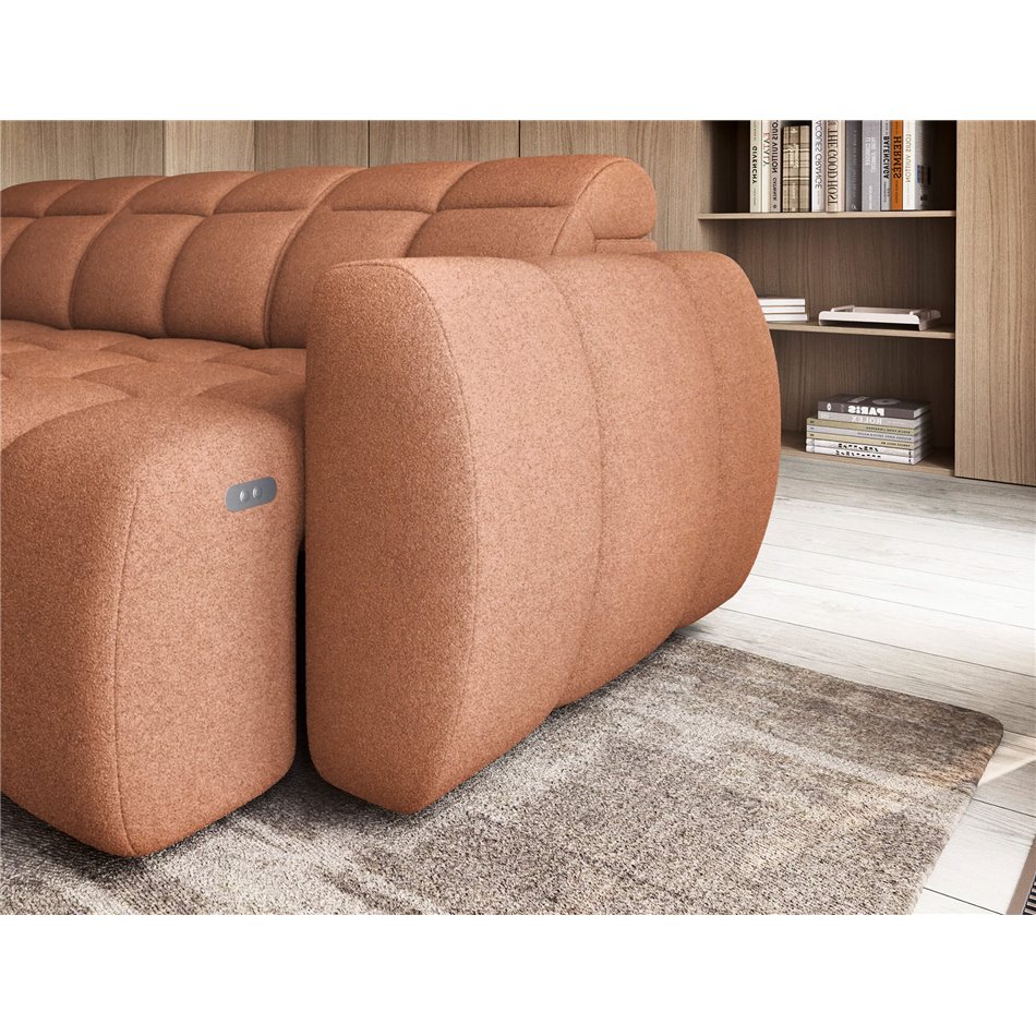 Corner sofa Elfalconn L, electrically extendable, Xillar 24, pink, H107x258x208cm