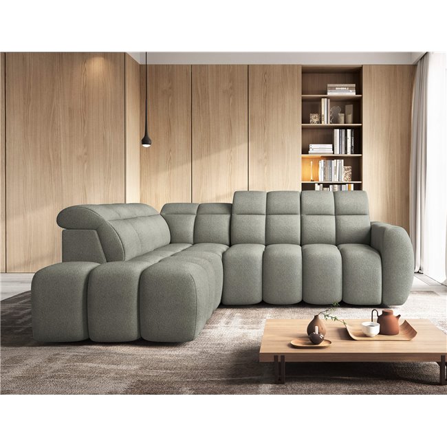 Corner sofa Elfalconn L, electrically extendable, Xillar 100, green, H107x258x208cm