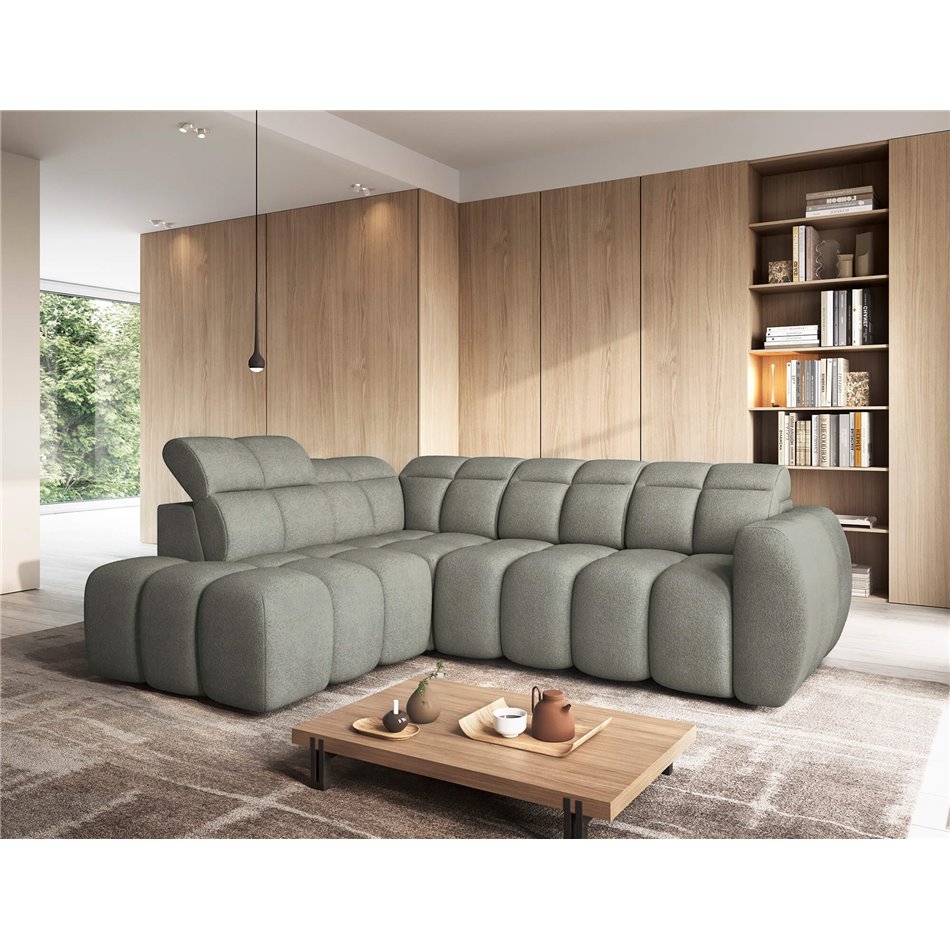 Corner sofa Elfalconn L, electrically extendable, Xillar 100, green, H107x258x208cm