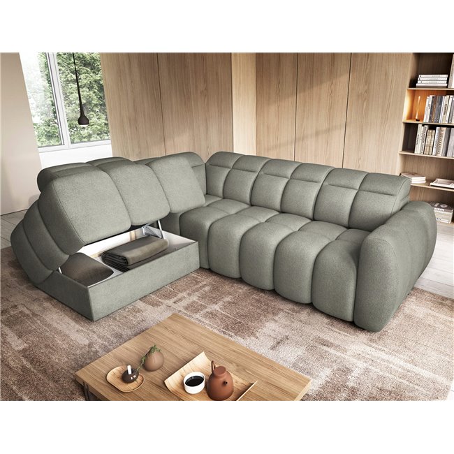 Corner sofa Elfalconn L, electrically extendable, Xillar 100, green, H107x258x208cm