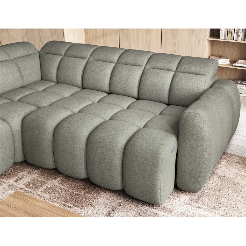 Corner sofa Elfalconn L, electrically extendable, Xillar 100, green, H107x258x208cm