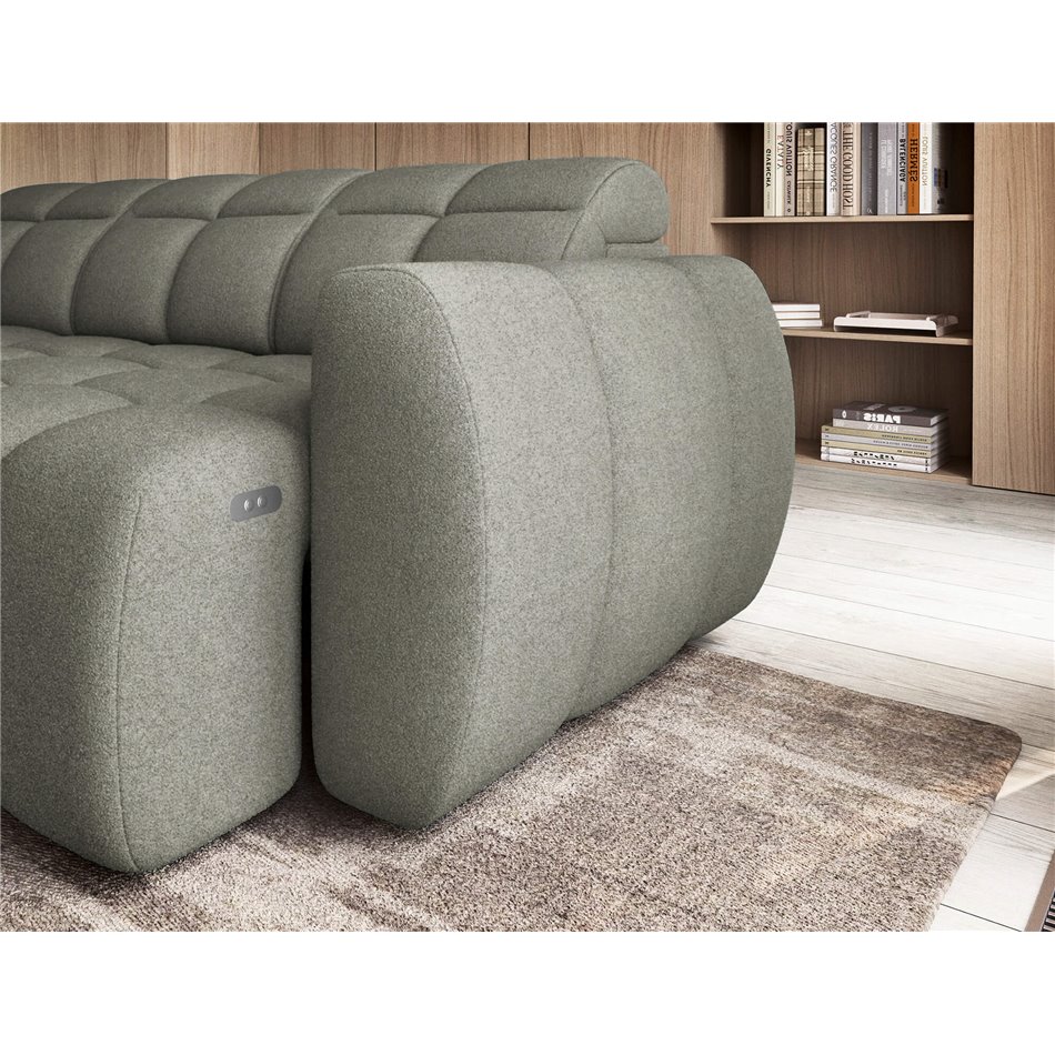 Corner sofa Elfalconn L, electrically extendable, Xillar 100, green, H107x258x208cm