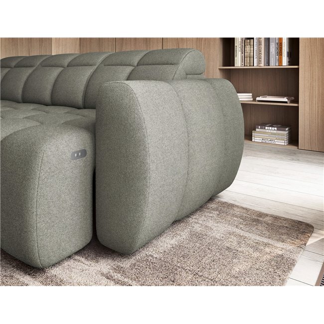 Corner sofa Elfalconn L, electrically extendable, Xillar 100, green, H107x258x208cm