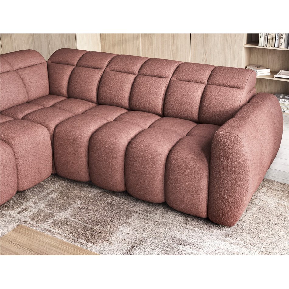 Corner sofa Elfalconn L, electrically extendable, Paolli 24, pink, H107x258x208cm