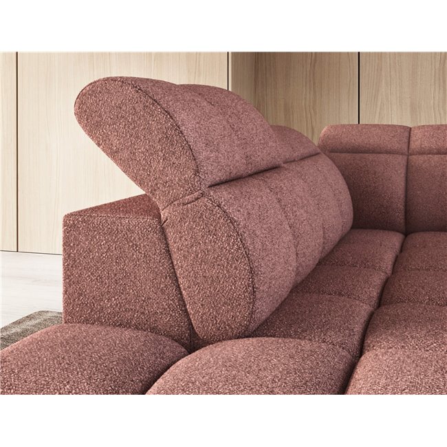 Corner sofa Elfalconn L, electrically extendable, Paolli 24, pink, H107x258x208cm