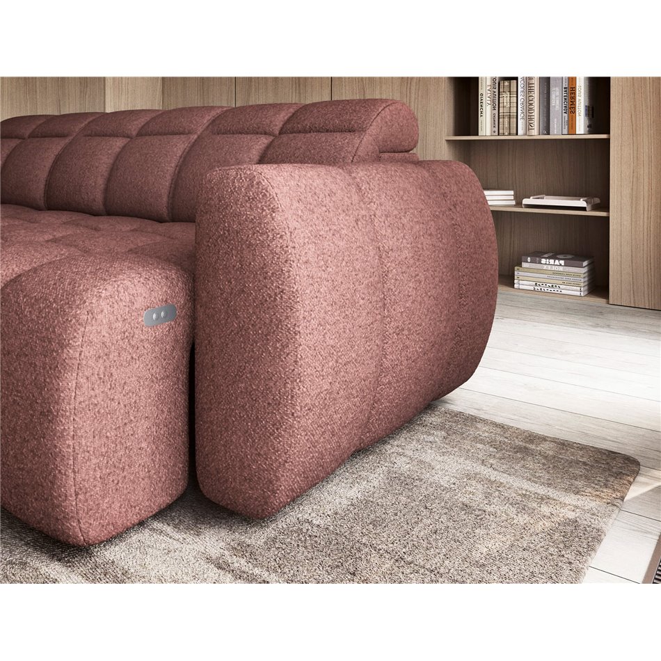 Corner sofa Elfalconn L, electrically extendable, Paolli 24, pink, H107x258x208cm