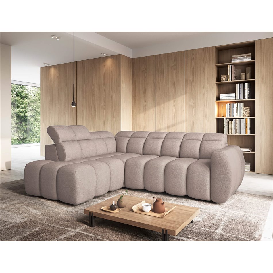 Corner sofa Elfalconn L, electrically extendable, Xillar 20, brown, H107x258x208cm