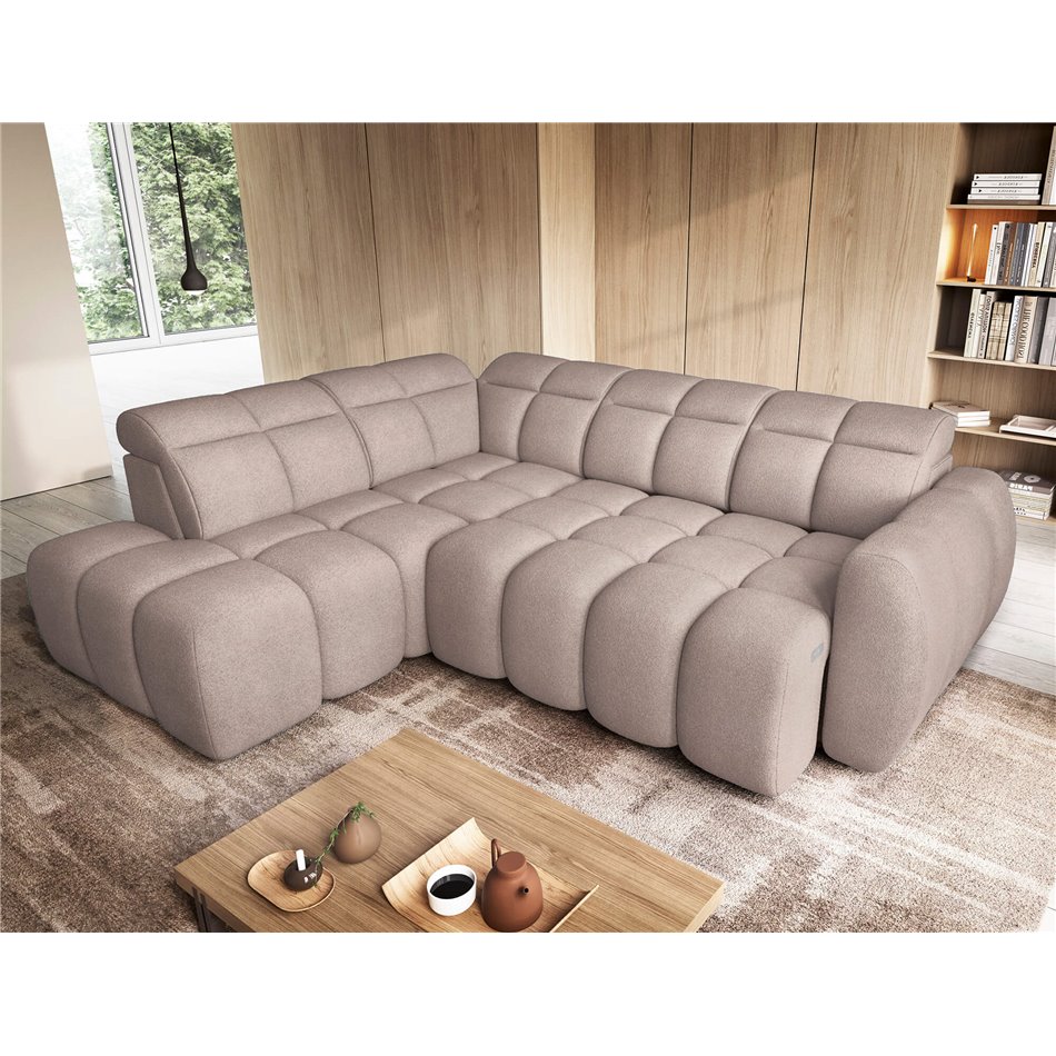 Corner sofa Elfalconn L, electrically extendable, Xillar 20, brown, H107x258x208cm