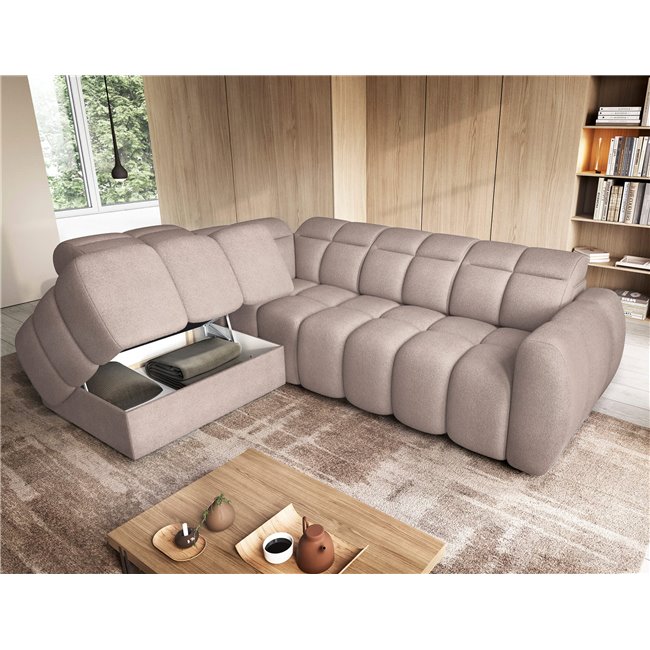 Corner sofa Elfalconn L, electrically extendable, Xillar 20, brown, H107x258x208cm