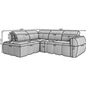 Corner sofa Elfalconn L, electrically extendable, Xillar 20, brown, H107x258x208cm