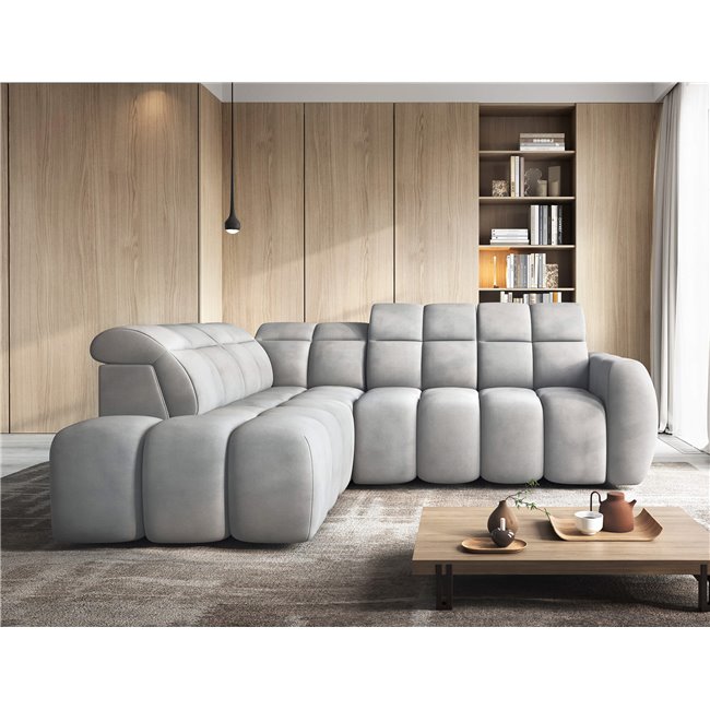 Corner sofa Elfalconn L, electrically extendable, Sola 04, grey, H107x258x208cm