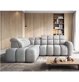 Corner sofa Elfalconn L, electrically extendable, Sola 04, grey, H107x258x208cm