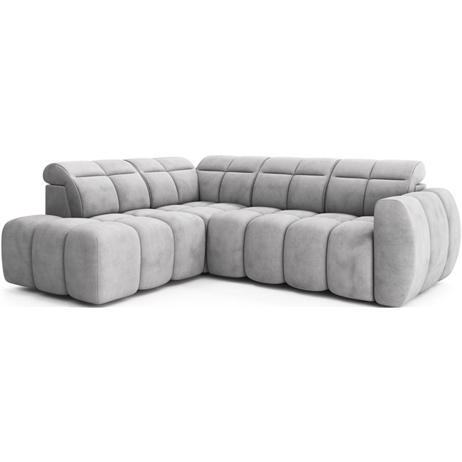 Corner sofa Elfalconn L, electrically extendable, Sola 04, grey, H107x258x208cm
