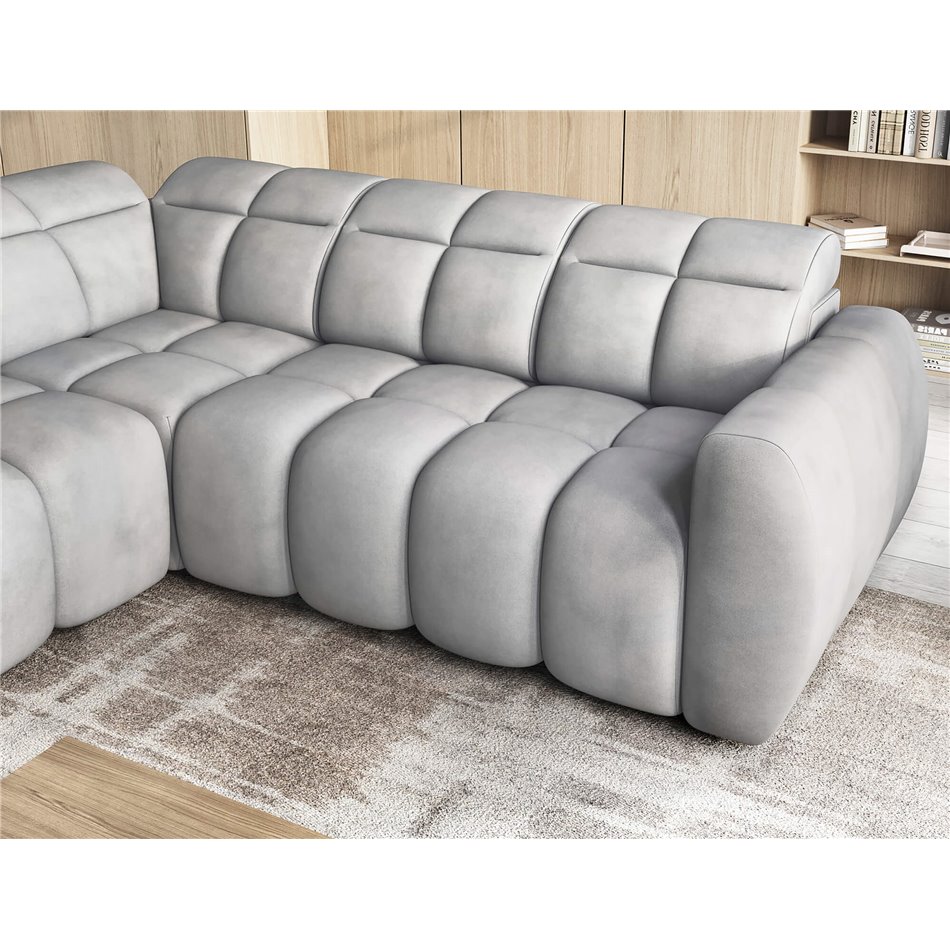 Corner sofa Elfalconn L, electrically extendable, Sola 04, grey, H107x258x208cm