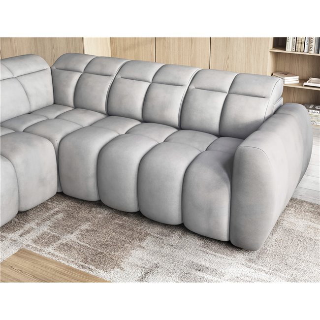 Corner sofa Elfalconn L, electrically extendable, Sola 04, grey, H107x258x208cm