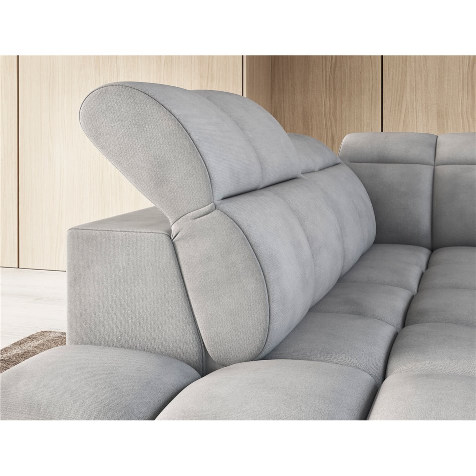 Corner sofa Elfalconn L, electrically extendable, Sola 04, grey, H107x258x208cm