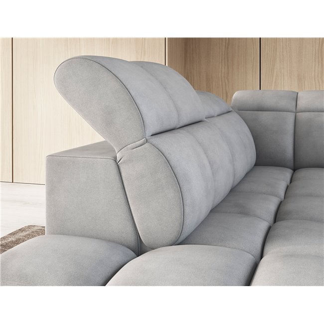 Corner sofa Elfalconn L, electrically extendable, Sola 04, grey, H107x258x208cm