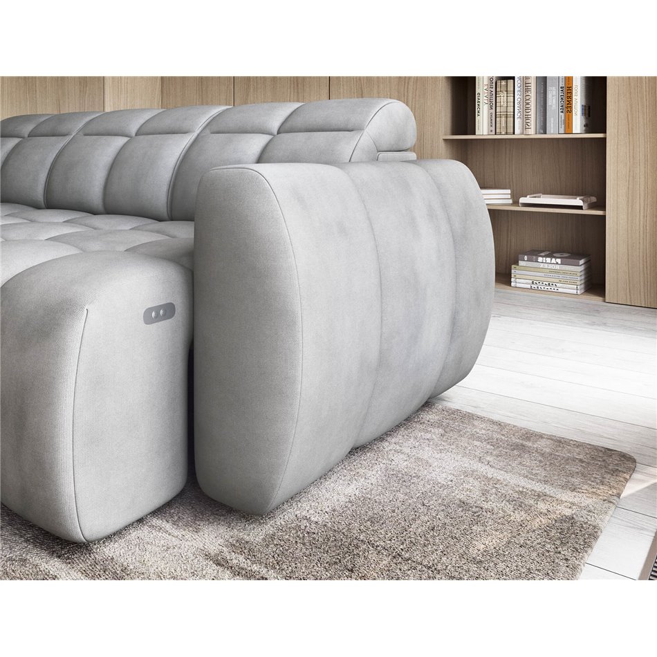 Corner sofa Elfalconn L, electrically extendable, Sola 04, grey, H107x258x208cm