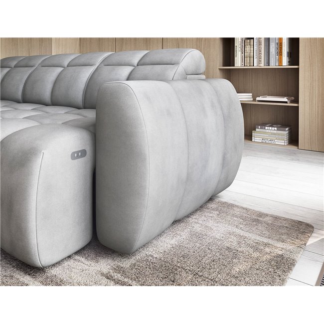 Corner sofa Elfalconn L, electrically extendable, Sola 04, grey, H107x258x208cm