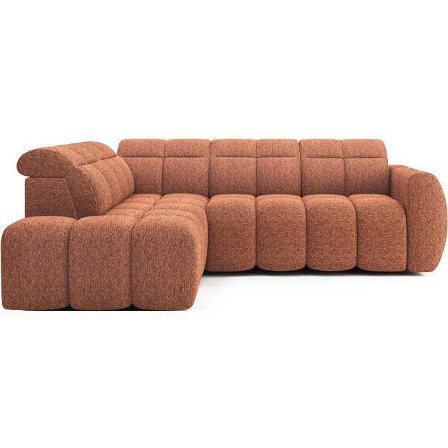 Corner sofa Elfalconn L, electrically extendable, Coralline 30, orange, H107x258x208cm