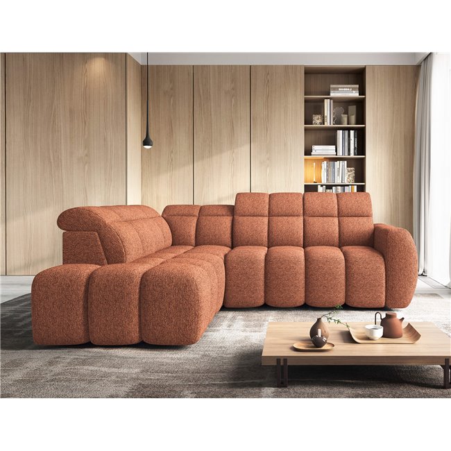 Corner sofa Elfalconn L, electrically extendable, Coralline 30, orange, H107x258x208cm