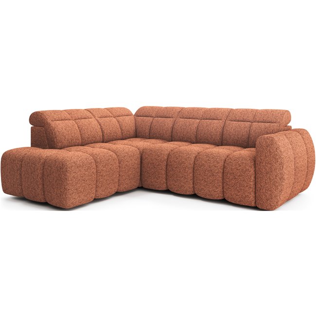 Corner sofa Elfalconn L, electrically extendable, Coralline 30, orange, H107x258x208cm