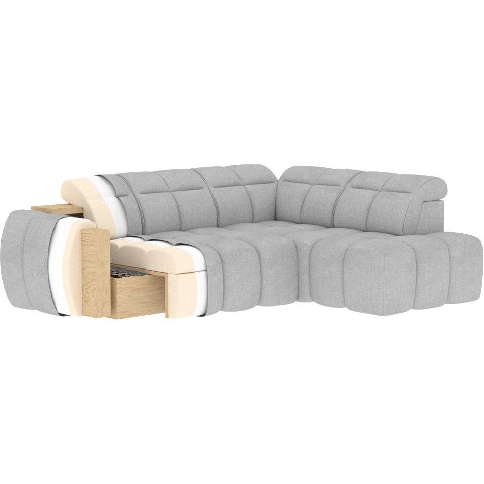 Corner sofa Elfalconn L, electrically extendable, Coralline 30, orange, H107x258x208cm