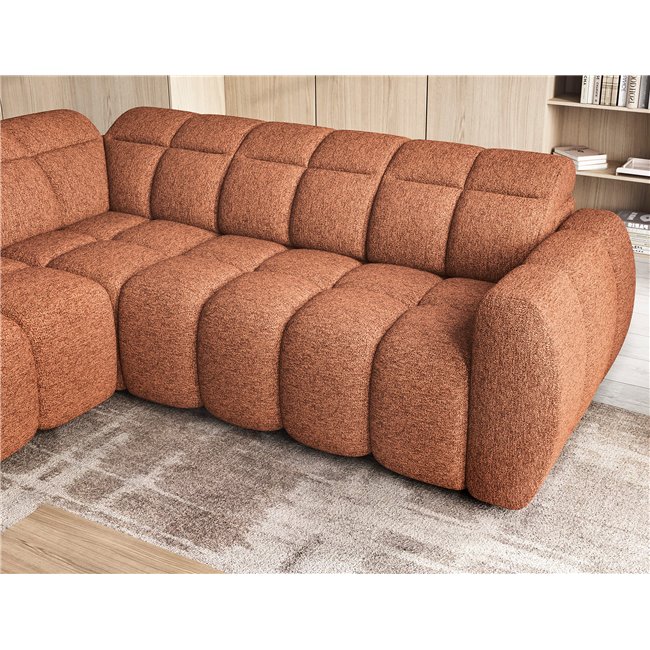 Corner sofa Elfalconn L, electrically extendable, Coralline 30, orange, H107x258x208cm