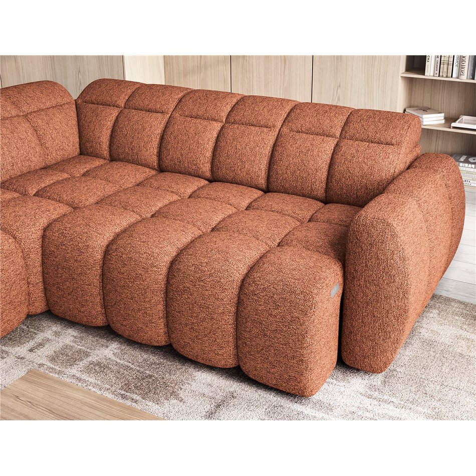 Corner sofa Elfalconn L, electrically extendable, Coralline 30, orange, H107x258x208cm