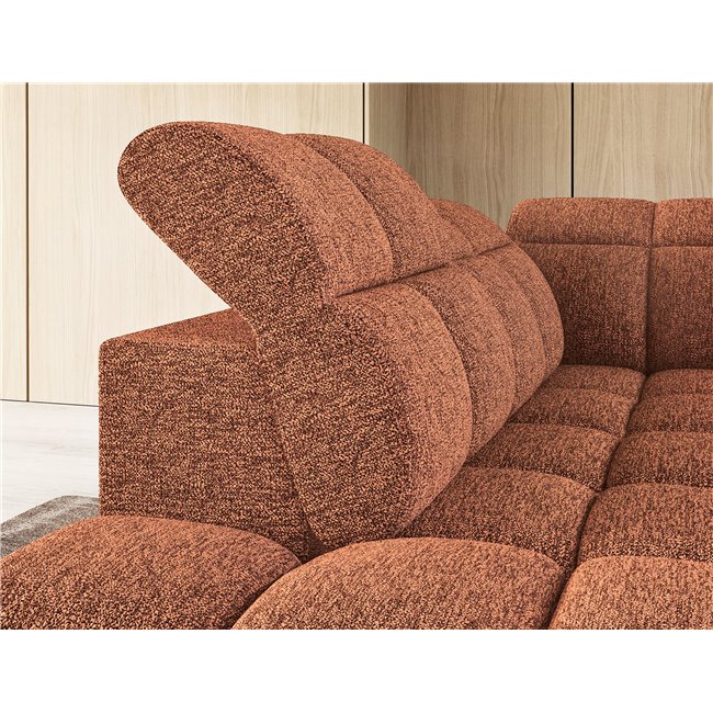 Corner sofa Elfalconn L, electrically extendable, Coralline 30, orange, H107x258x208cm
