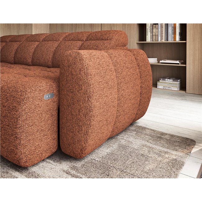 Corner sofa Elfalconn L, electrically extendable, Coralline 30, orange, H107x258x208cm
