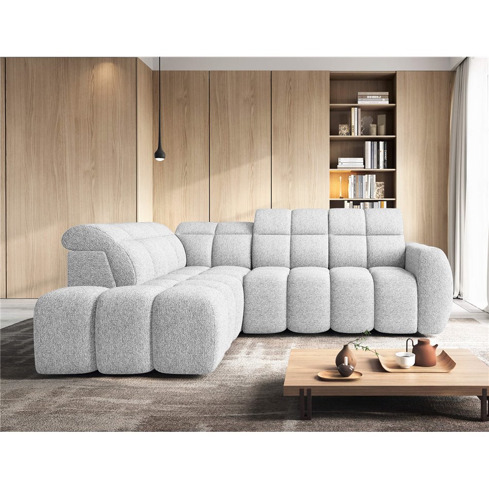 Corner sofa Elfalconn L, electrically extendable, Coralline 01, grey, H107x258x208cm